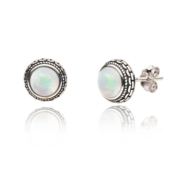 Jewelry - Small Genuine White Opal Sterling Silver Hypoallergenic Studs Earrings Jewelry f